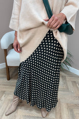 Khaki and Cream Spotty Maxi Skirt