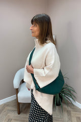 Cream Long Half Zip Jumper