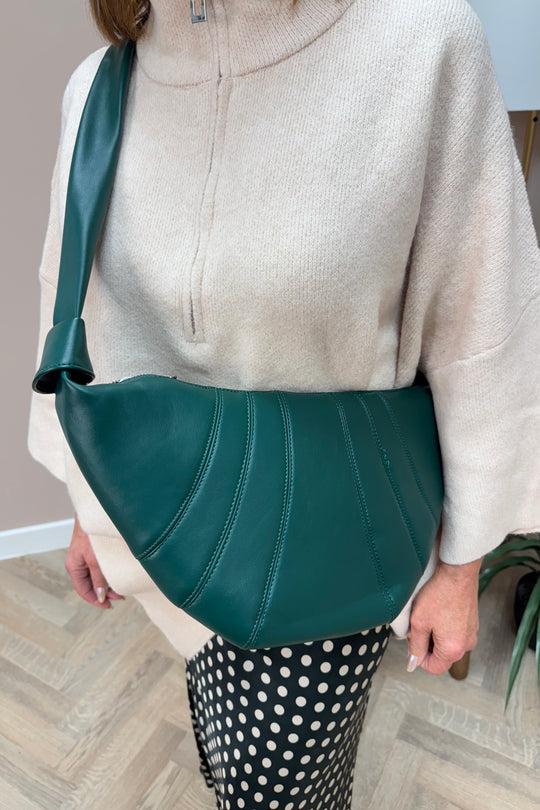 Bottle Green Leather Saddle Bag