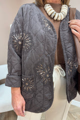 Chocolate Padded Sequin Jacket