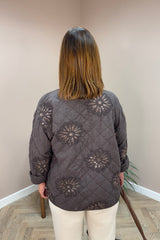 Beige Padded Sequin Jacket