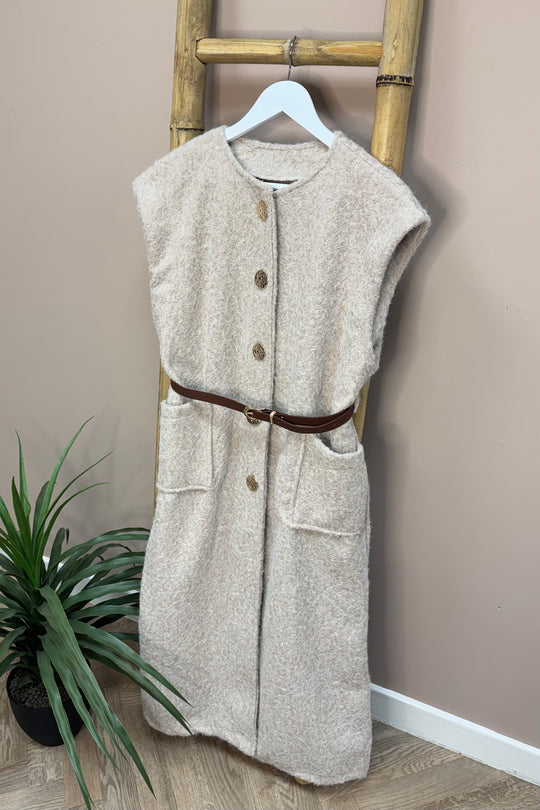 Beige Long Waistcoat