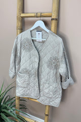 Beige Padded Sequin Jacket