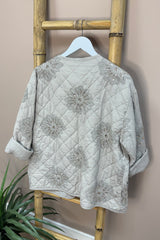 Beige Padded Sequin Jacket