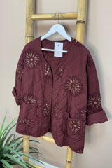 Burgundy Padded Sequin Jacket