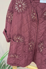 Burgundy Padded Sequin Jacket