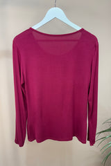 Burgundy Zara Basic Long Sleeve Layering Top