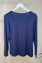 Navy Zara Basic Long Sleeve Layering Top