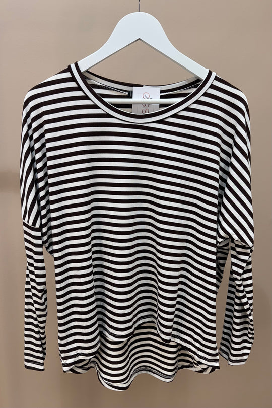 Chocolate Brown Striped Layering Top