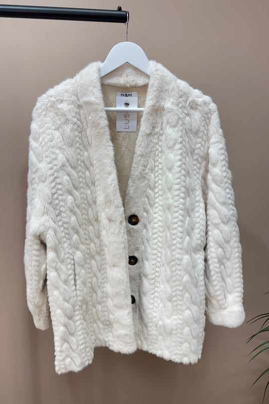 Cream Arran Faux Fur Coat