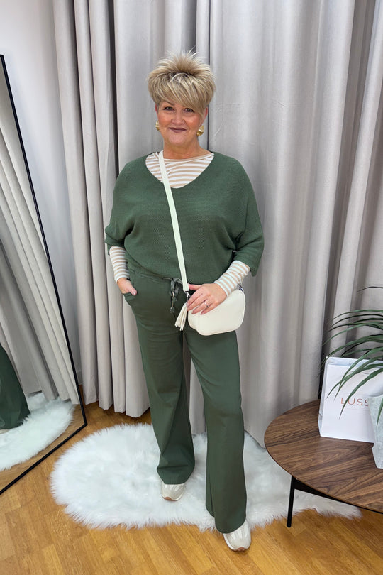 Khaki Straight Leg Magic Trousers