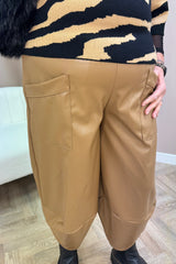 Toffee PU Cocoon Trousers
