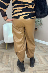 Toffee PU Cocoon Trousers