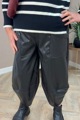 Black PU Cocoon Trousers