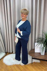 Navy Straight Leg Magic Trousers