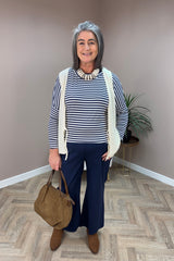 Beige Knitted Tie Front Gilet