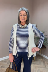 Beige Knitted Tie Front Gilet