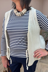 Beige Knitted Tie Front Gilet