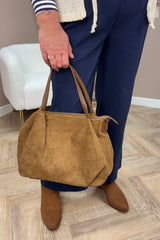 Caramel Suede Shoulder Bag