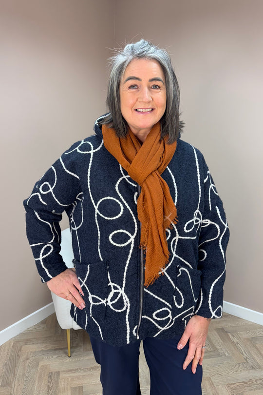 Navy Swirl Hooded Jacket