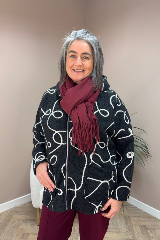 Black Swirl Hooded Jacket