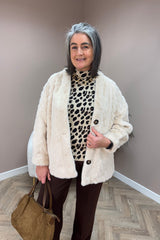 Burgundy Arran Faux Fur Coat