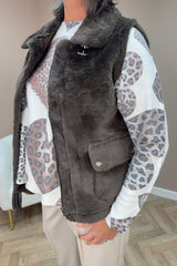 Brown Fur Buckle Waistcoat