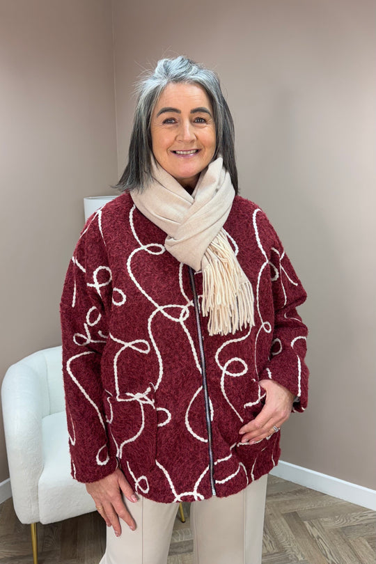 Burgundy Swirl Hooded Jacket