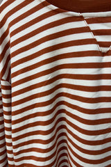 Rust and Cream Striped Long Sleeve Sweatshirt