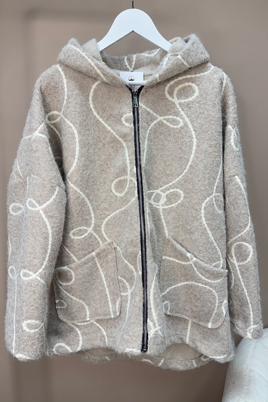 Beige Swirl Hooded Jacket