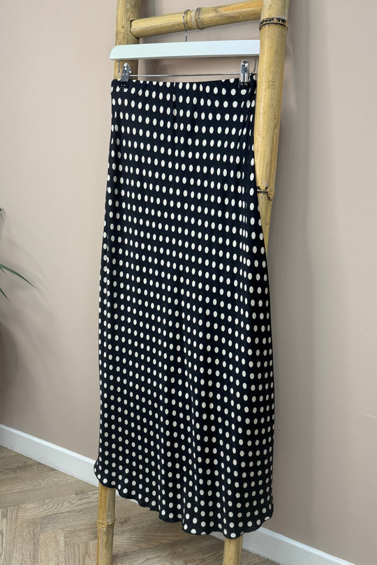 Black and Cream Spotty Maxi Skirt