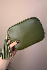 Leather Khaki Green Camera Bag