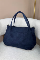 Navy Suede Shoulder Bag