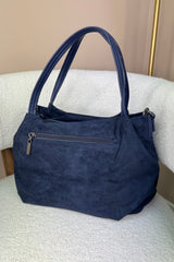 Navy Suede Shoulder Bag