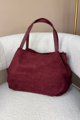 Burgundy Suede Shoulder Bag