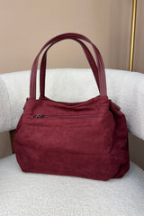 Burgundy Suede Shoulder Bag
