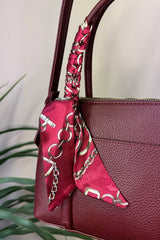 Burgundy Silk Tie Handbag