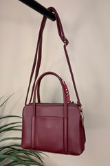 Burgundy Silk Tie Handbag