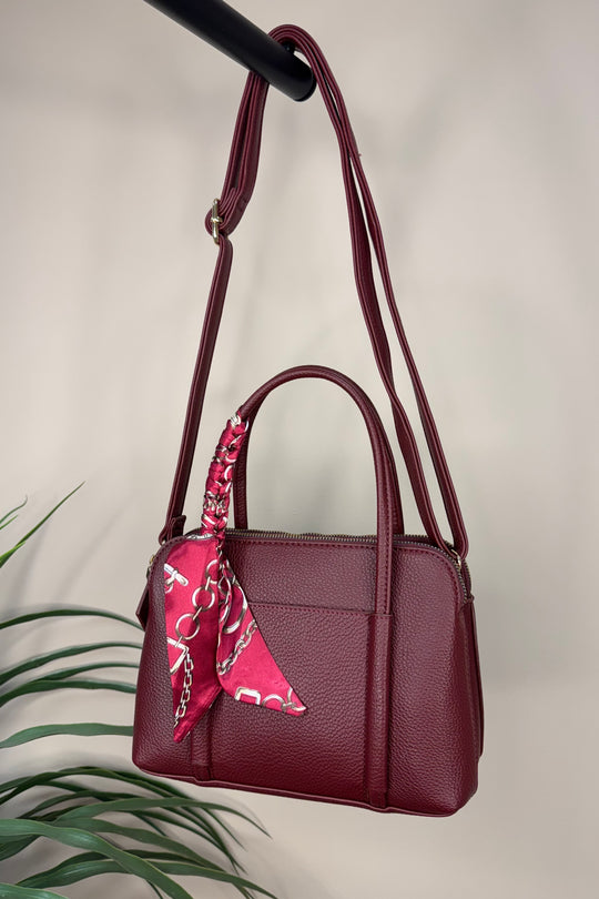 Burgundy Silk Tie Handbag