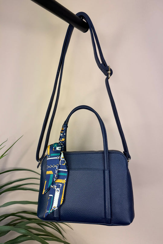 Navy Silk Tie Handbag