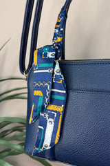 Navy Silk Tie Handbag