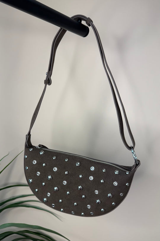 Brown Studded Saddle Bag