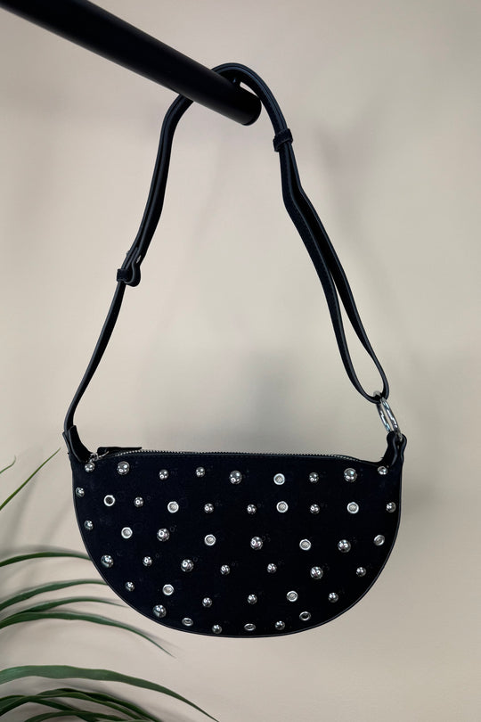 Black Studded Saddle Bag