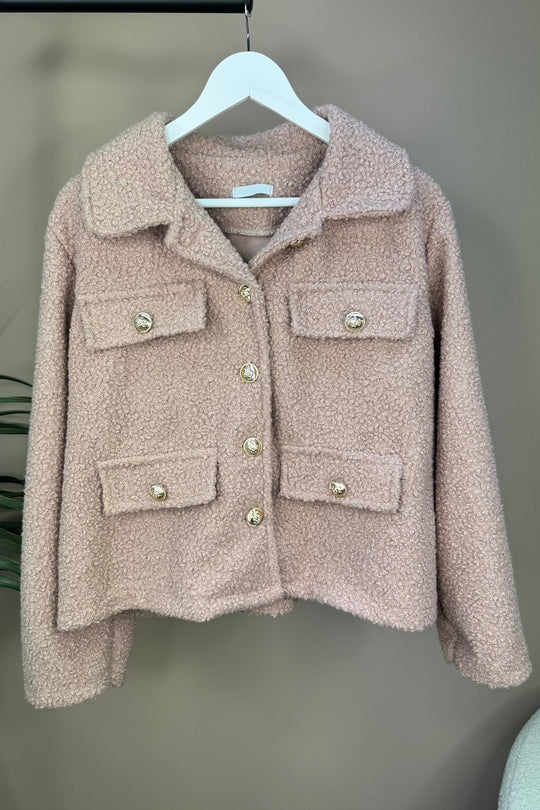 Dusky Pink Boucle Designer Inspired Jacket