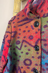 Red and Olive 3D Patterned Abstract Jacket