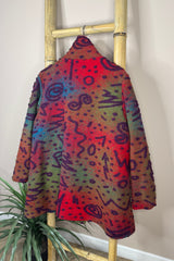 Red and Olive 3D Patterned Abstract Jacket