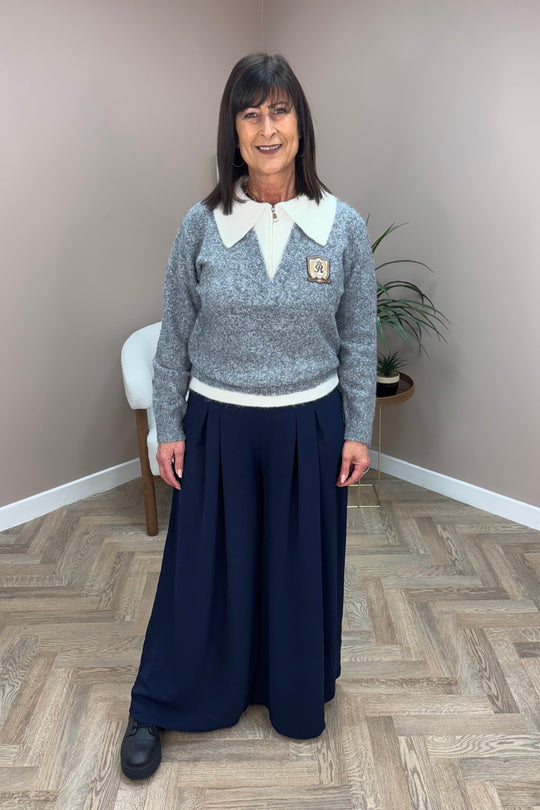 Grey Heritage Crest Knit Sweater