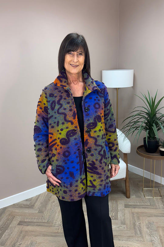 Orange and Lime 3D Patterned Abstract Jacket