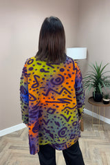 Orange and Lime 3D Patterned Abstract Jacket