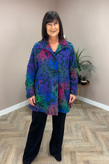 Red and Olive 3D Patterned Abstract Jacket